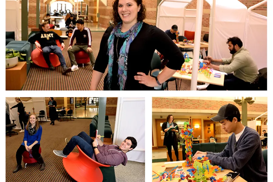 The Beckman Institute atrium became a learning laboratory for Amanda Henderson's MFA thesis project.  