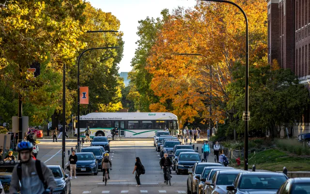 Wright Street on campus