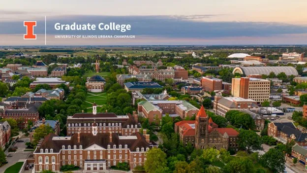 drone shot of campus