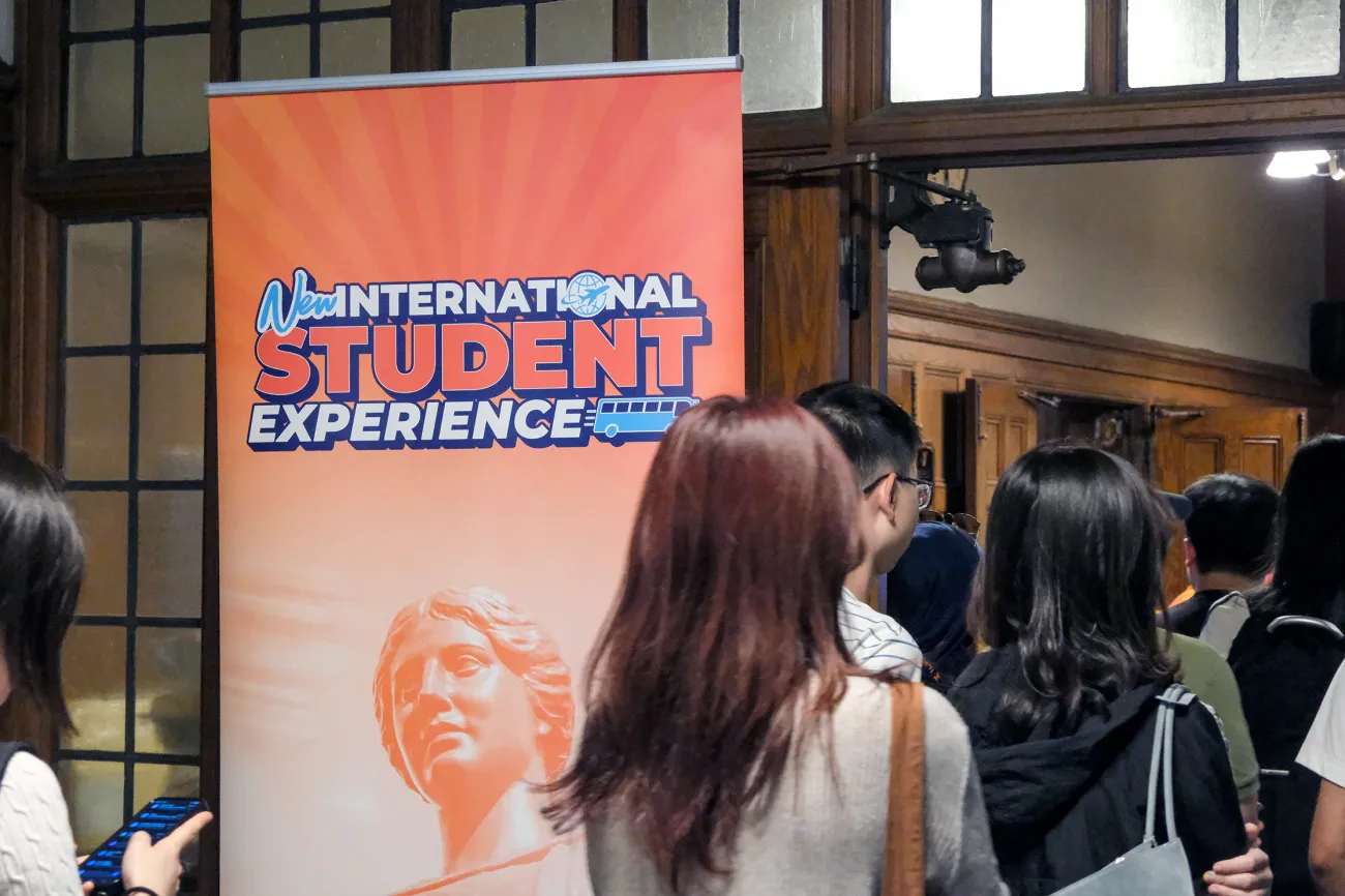 Students walking into the New International Student Experience